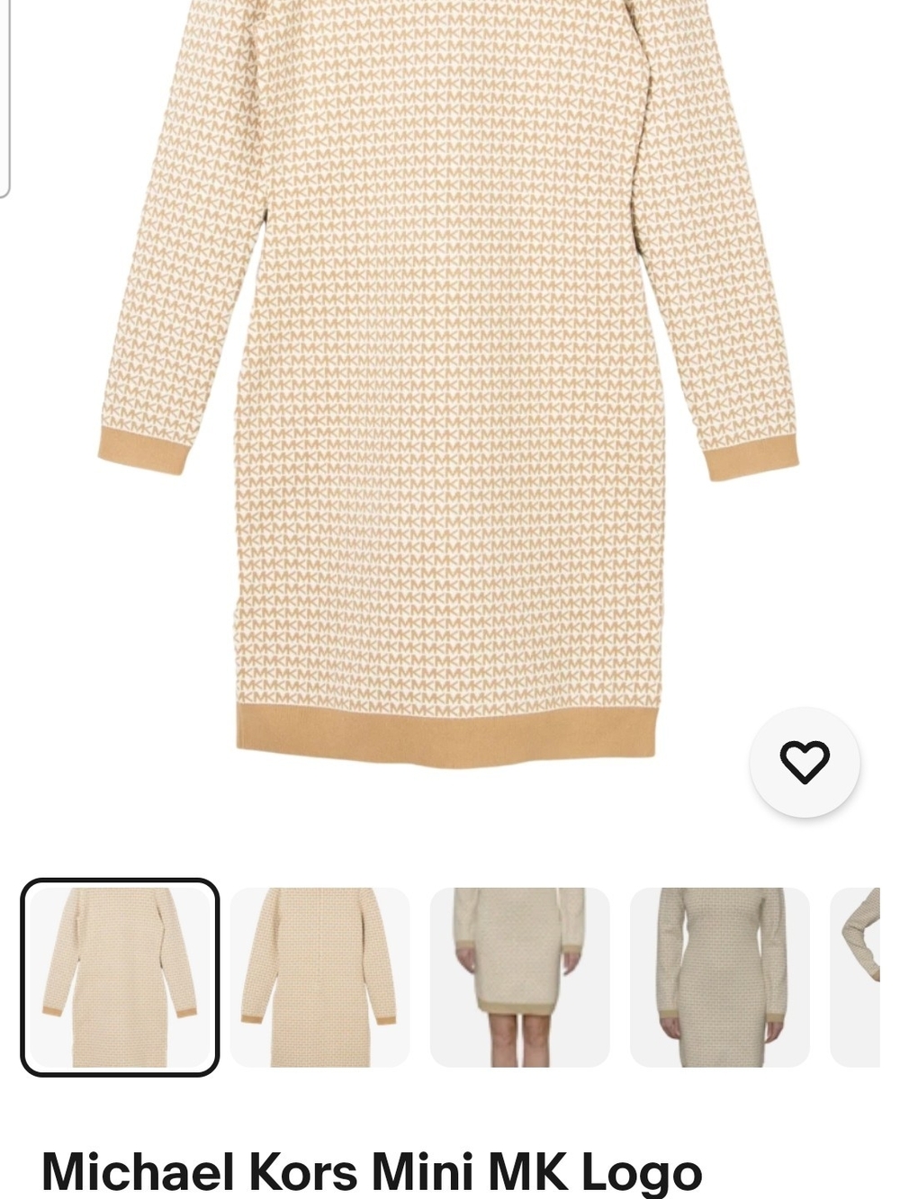 Michael Kors Cream & Tan Logo Knit Dress